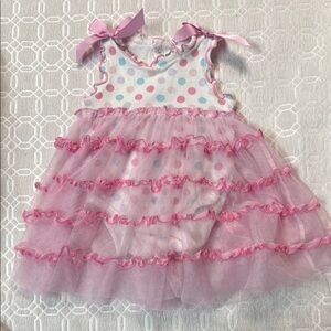 Baby Gear Polka Dot Dress with Pink Tulle Skirt
